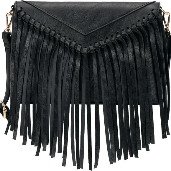 Tassel Crossbody Purse for Women PU Leather Western Hobo Fringe Handbag Shoulder - Picture 1 of 13